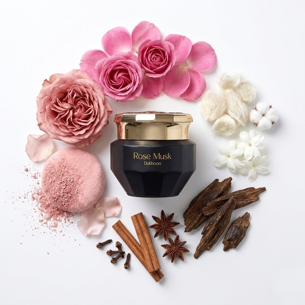 Aouj Rose Musk Dukhoon Incense Perfume for Women & Men